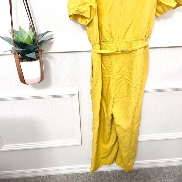 Ann Taylor Yellow Short Sleeve Tie Waist Jumper Size 6 - Picture 6 of 8